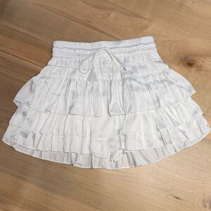 Smocked Waist White Tiered Ruffle Mini Skirt